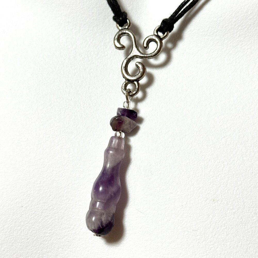 2/$20, Natural Purple Amethyst Lariat Cord Necklace, Genuine Gemstone Necklace